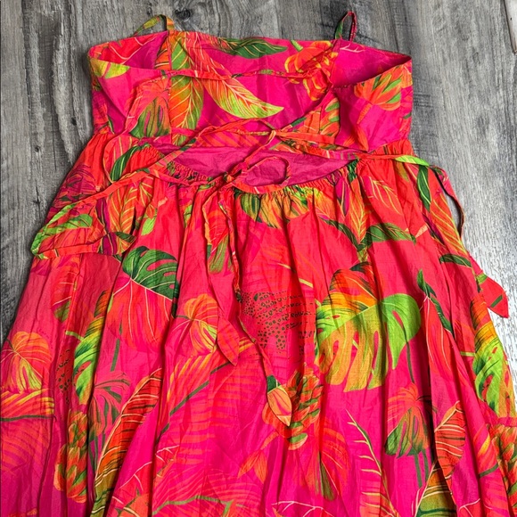 NEW FARM Rio Orange Ombre Forest Maxi Dress Medium Resortwear Strappy Back Vacay - Picture 7 of 9
